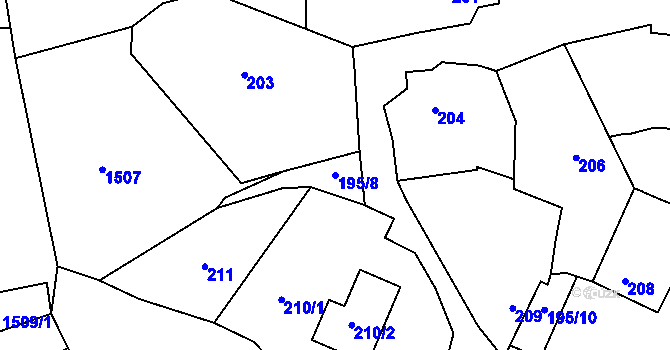 Parcela st. 195/8 v KÚ Bošovice, Katastrální mapa