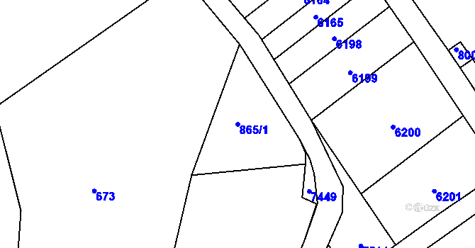 Parcela st. 865/1 v KÚ Bošovice, Katastrální mapa