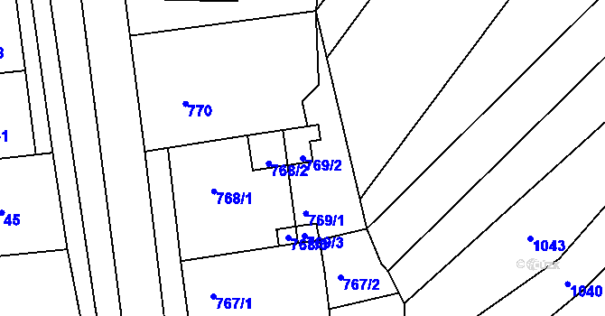 Parcela st. 769/2 v KÚ Bošovice, Katastrální mapa