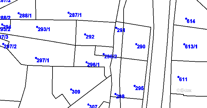 Parcela st. 296/2 v KÚ Bošovice, Katastrální mapa