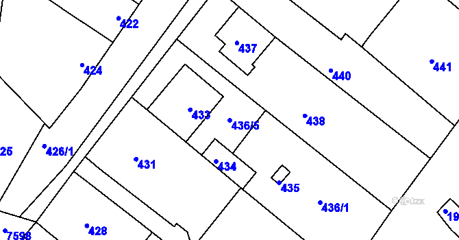 Parcela st. 436/5 v KÚ Bošovice, Katastrální mapa