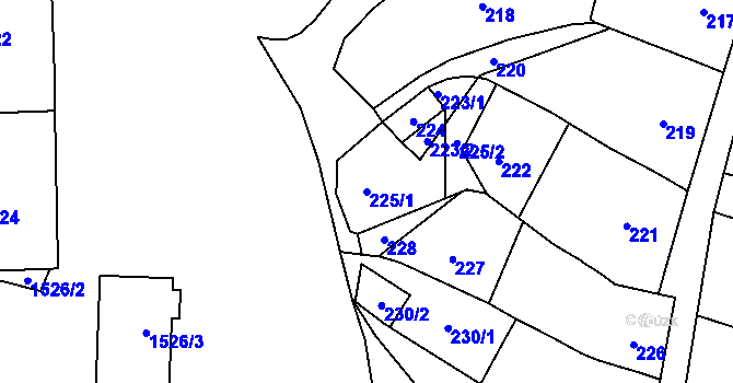 Parcela st. 225/1 v KÚ Bošovice, Katastrální mapa