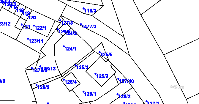 Parcela st. 125/5 v KÚ Bošovice, Katastrální mapa