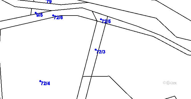 Parcela st. 72/3 v KÚ Bořanovice u Vimperka, Katastrální mapa