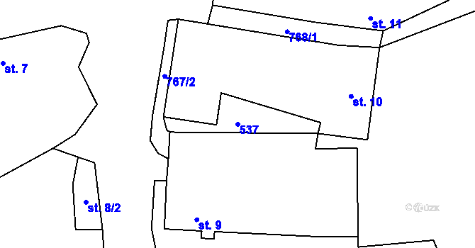 Parcela st. 537 v KÚ Bořanovice u Vimperka, Katastrální mapa