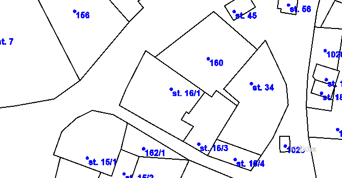 Parcela st. 16/1 v KÚ Boubská, Katastrální mapa
