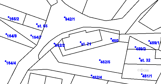 Parcela st. 21 v KÚ Boubská, Katastrální mapa