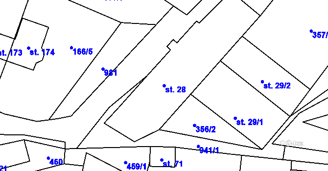 Parcela st. 28 v KÚ Boubská, Katastrální mapa
