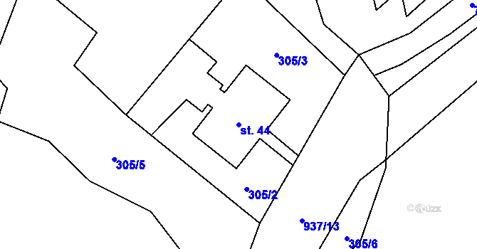 Parcela st. 44 v KÚ Boubská, Katastrální mapa