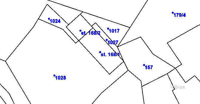 Parcela st. 168/1 v KÚ Boubská, Katastrální mapa