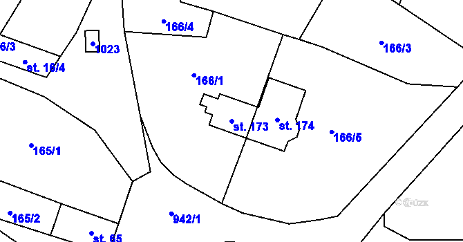Parcela st. 173 v KÚ Boubská, Katastrální mapa