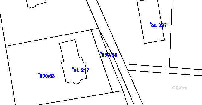 Parcela st. 890/64 v KÚ Boubská, Katastrální mapa