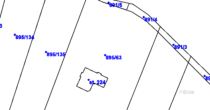 Parcela st. 895/63 v KÚ Boubská, Katastrální mapa