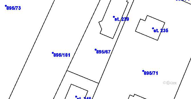 Parcela st. 895/67 v KÚ Boubská, Katastrální mapa