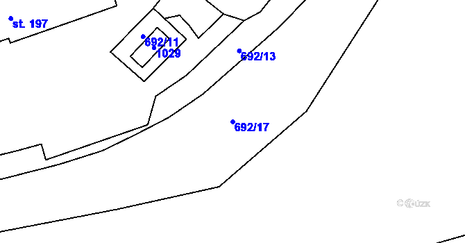 Parcela st. 692/17 v KÚ Boubská, Katastrální mapa