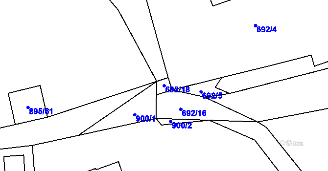 Parcela st. 692/18 v KÚ Boubská, Katastrální mapa