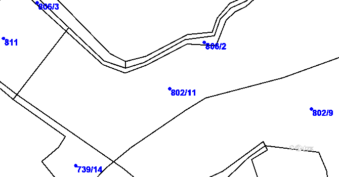 Parcela st. 802/11 v KÚ Boubská, Katastrální mapa