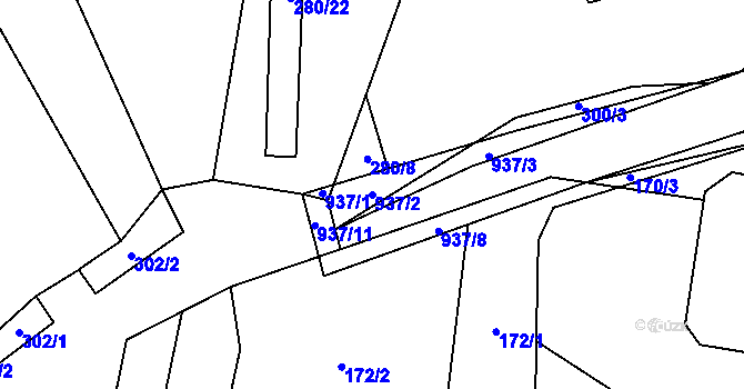 Parcela st. 937/2 v KÚ Boubská, Katastrální mapa