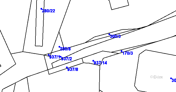 Parcela st. 937/3 v KÚ Boubská, Katastrální mapa