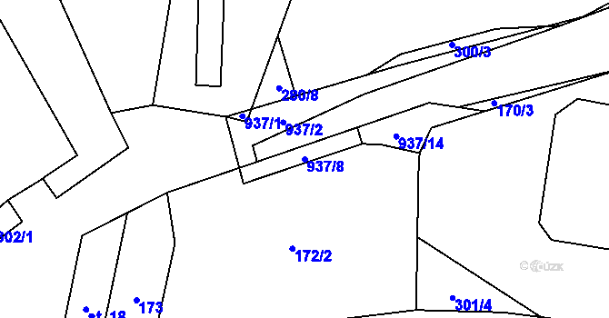 Parcela st. 937/8 v KÚ Boubská, Katastrální mapa