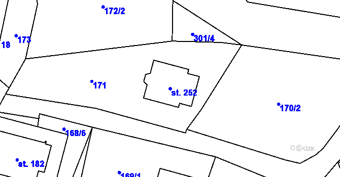 Parcela st. 252 v KÚ Boubská, Katastrální mapa