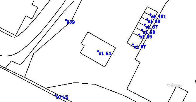 Parcela st. 64 v KÚ Pravětín, Katastrální mapa