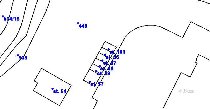 Parcela st. 66 v KÚ Pravětín, Katastrální mapa