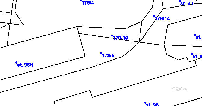 Parcela st. 179/5 v KÚ Pravětín, Katastrální mapa
