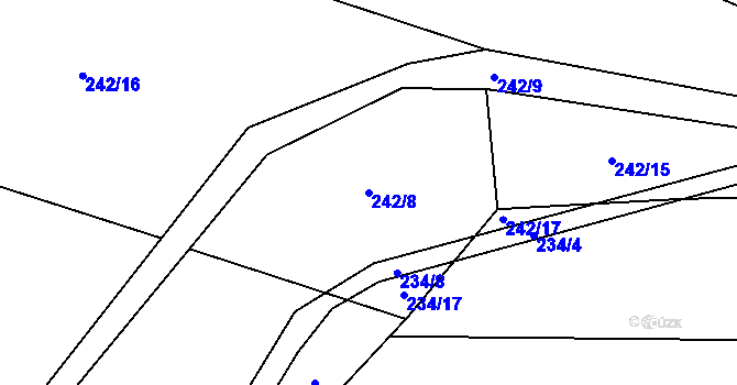Parcela st. 242/8 v KÚ Pravětín, Katastrální mapa