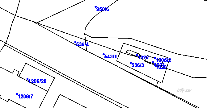 Parcela st. 543/1 v KÚ Pravětín, Katastrální mapa