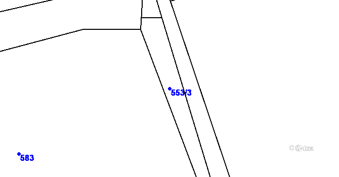 Parcela st. 553/3 v KÚ Pravětín, Katastrální mapa