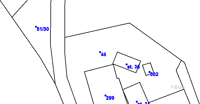Parcela st. 45 v KÚ Veselka u Vimperka, Katastrální mapa