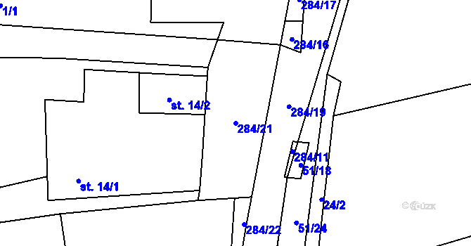Parcela st. 284/21 v KÚ Veselka u Vimperka, Katastrální mapa