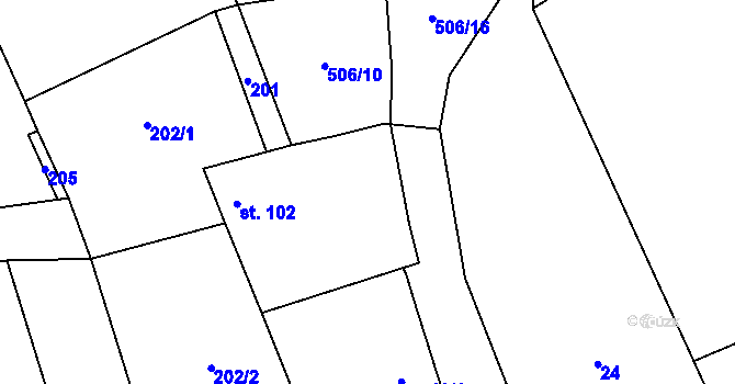 Parcela st. 15 v KÚ Bousín, Katastrální mapa