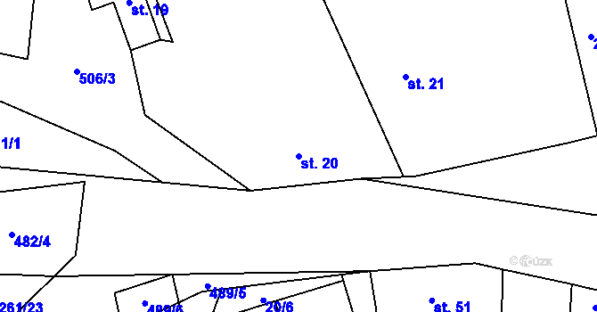 Parcela st. 20 v KÚ Bousín, Katastrální mapa
