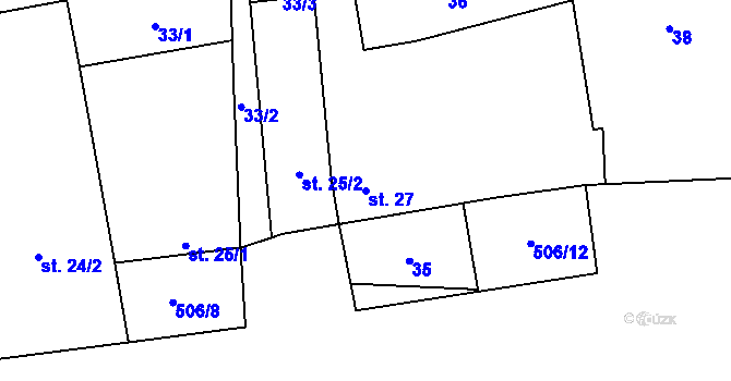 Parcela st. 27 v KÚ Bousín, Katastrální mapa