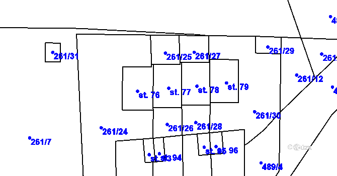Parcela st. 77 v KÚ Bousín, Katastrální mapa