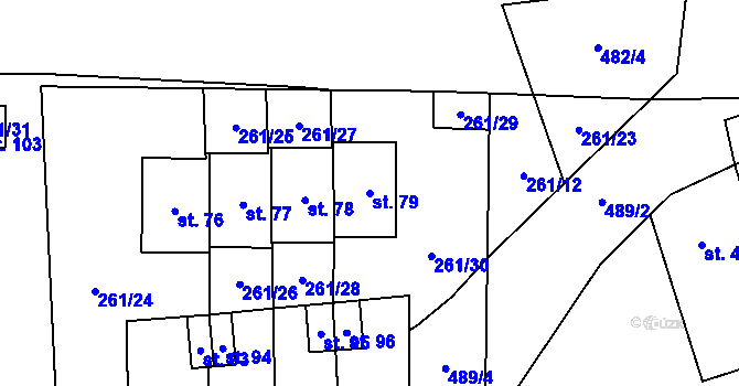 Parcela st. 79 v KÚ Bousín, Katastrální mapa