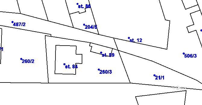 Parcela st. 89 v KÚ Bousín, Katastrální mapa