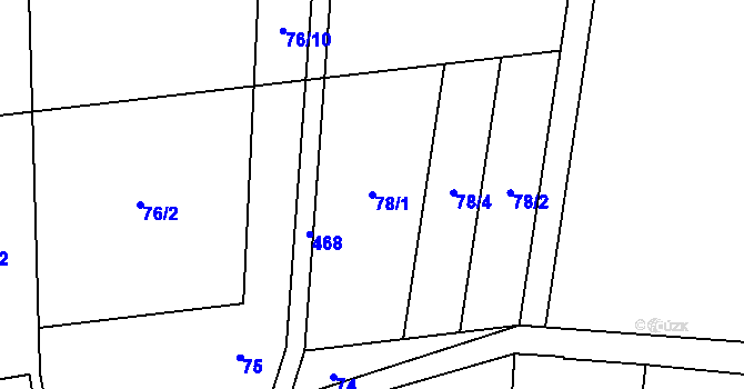 Parcela st. 78/1 v KÚ Bousín, Katastrální mapa