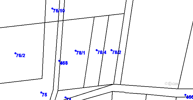 Parcela st. 78/4 v KÚ Bousín, Katastrální mapa