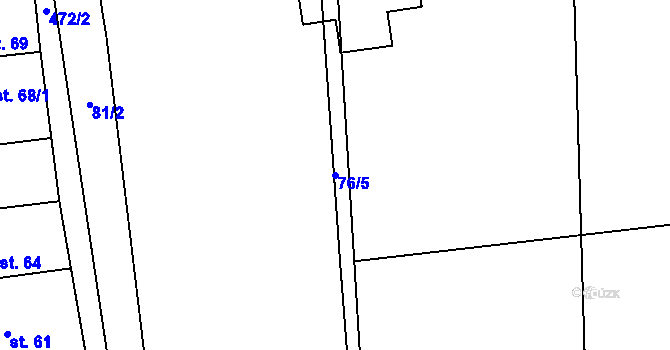Parcela st. 76/5 v KÚ Bousín, Katastrální mapa