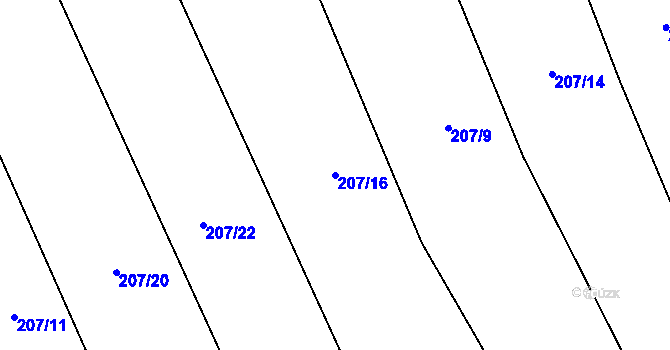 Parcela st. 207/16 v KÚ Bousín, Katastrální mapa