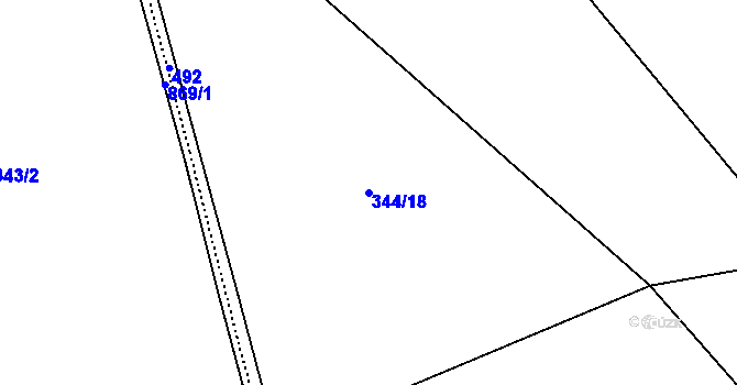 Parcela st. 344/18 v KÚ Bousín, Katastrální mapa