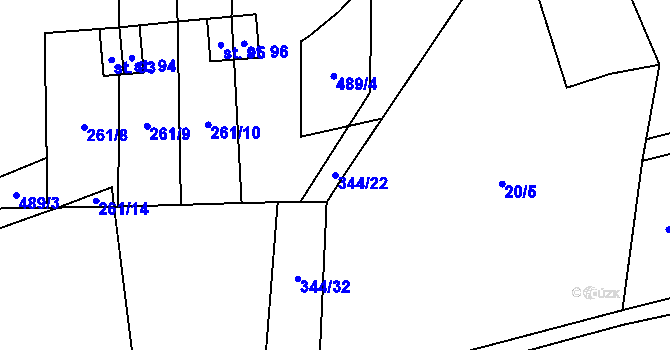 Parcela st. 344/22 v KÚ Bousín, Katastrální mapa