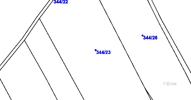 Parcela st. 344/23 v KÚ Bousín, Katastrální mapa