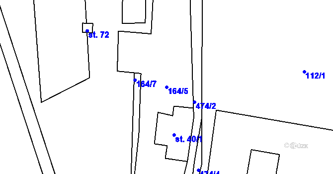 Parcela st. 164/5 v KÚ Bousín, Katastrální mapa