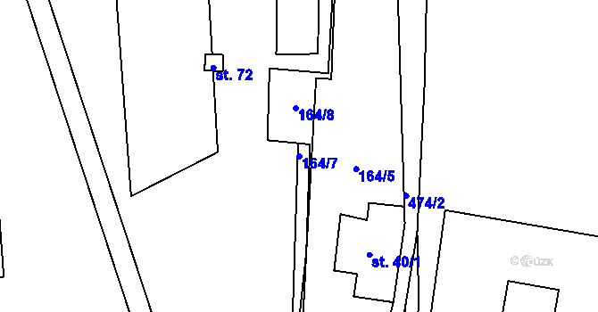 Parcela st. 164/7 v KÚ Bousín, Katastrální mapa