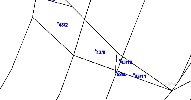 Parcela st. 43/9 v KÚ Repechy, Katastrální mapa