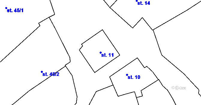 Parcela st. 11 v KÚ Bousov, Katastrální mapa